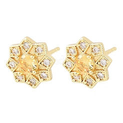 Aretes de latón con micro pavé de circonio cúbico para mujer&nbsp;KK-A305-03G