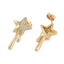 Ohrstecker aus Messing mit klarem Zirkonia für Damen&nbsp;EJEW-D280-03G-02