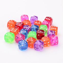 Couleur mélangée transparentes perles de dés acrylique&nbsp;X-PLMD8MM