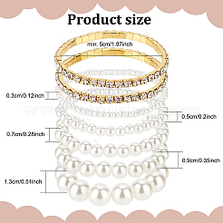 7 Stück 7 Stile Kunststoff Imitation Perle Runde Perlen Stretch-Armbänder Set&nbsp;BJEW-AN0001-36