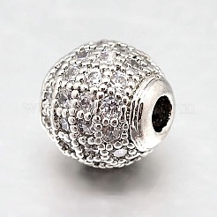 Runde Messing Micro Pave Zirkonia Perlen&nbsp;ZIRC-N016-01P-10mm
