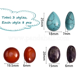 Cabochon in pietra naturale e sintetica in stile 24 pz 24&nbsp;G-SZ0001-68