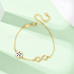 Braccialetti sportivi in ottone con micro pavé di zirconi cubici e maglie infinite&nbsp;LS-BJEW-D386-01E-G