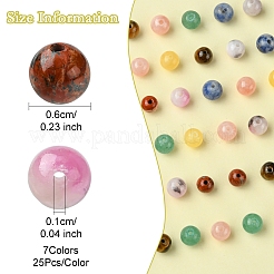 175 pz 7 stili rotondo occhio di tigre naturale e avventurina verde e diaspro rosso e topazio giada e giada persiana tinta e diaspro punto blu e set di scatole di giada gialla&nbsp;DIY-FS0007-08