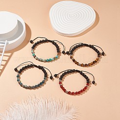 Ensemble de bracelets de perles tressées en pierres précieuses mélangées naturelles 4pcs 4 styles&nbsp;BJEW-TA00188