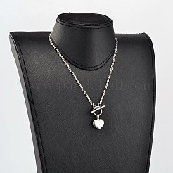 Collane lariat in acciaio inossidabile 304 a forma di cuore per San Valentino resistenti all'ossidazione&nbsp;NJEW-JN01484