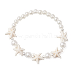 Bracciali elasticizzati in plastica abs con perle rotonde in finta perla&nbsp;BJEW-JB11869-01