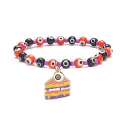 4 pièces 4 style halloween thème mauvais œil lampwork et ensemble de bracelets extensibles crâne turquoise synthétique&nbsp;BJEW-JB09273