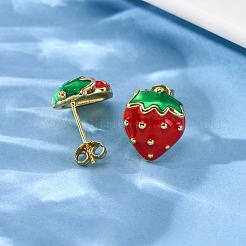 Boucles d'oreille en laiton émaillé&nbsp;EJEW-D322-06G-02