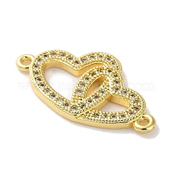 Charms connettore in ottone placcato cremagliera con micro pavé di zirconi chiari&nbsp;KK-Z039-36G