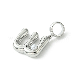 Latón chapado en estante con abalorios colgantes europeos de perlas de plástico ABS&nbsp;KK-G501-02W-P