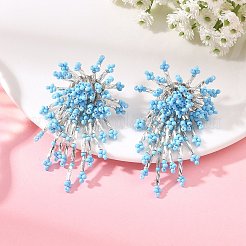 Boucles d'oreilles puces en perles de verre pour femmes&nbsp;EJEW-MZ00760