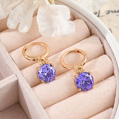 Orecchini a leva in argento con zirconi cubici a micro pavé di ottone&nbsp;EJEW-K300-03G