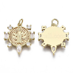Colgantes de circonita cúbica transparente con micro pavé de latón para religión&nbsp;ZIRC-N039-078-NF