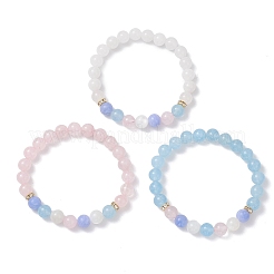 Ensemble de 3 bracelet extensible en perles de pierres précieuses naturelles mélangées pour femme&nbsp;BJEW-JB12927