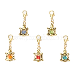 Decorazioni pendenti in lega e perline di vetro in stile tibetano tartaruga&nbsp;HJEW-JM03216