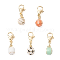 Decorazioni pendenti in ottone smaltato con palla sportiva&nbsp;HJEW-JM03651