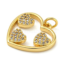 Ciondoli in ottone con placcatura a cremagliera con micro pavé di zirconi chiari&nbsp;KK-Z063-10G-02
