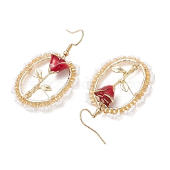 Orecchini pendenti in vetro smaltato e lega di San Valentino&nbsp;EJEW-MZ00391-02