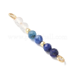 Facettierte runde natürliche Quarzkristall & Lapislazuli & Kyanit Perlen Verbinder Charms&nbsp;PALLOY-JF03530-02