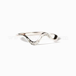 Bagues en laiton en forme de vague avec micro pavé de zircons cubiques transparents&nbsp;FS-WG385C2-02