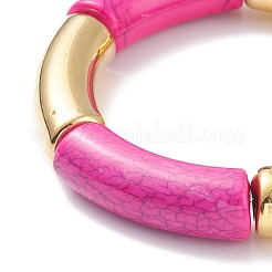 11 pièces 11 couleurs imitation pierres précieuses acrylique et ccb plastique tube incurvé gros bracelets extensibles ensemble pour les femmes&nbsp;BJEW-JB08137