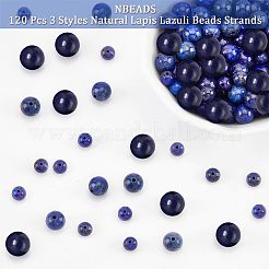 120 Stück 3 Stile natürliche Lapislazuli-Perlenstränge&nbsp;G-NB0003-68