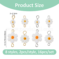 16 pièce 8 styles de breloques de connecteur de fleur de marguerite en coquillage d'eau douce naturelle&nbsp;PALLOY-FH00118