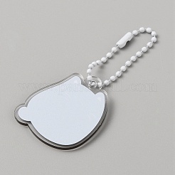 Décoration de pendentif acrylique animal chat mignon dessin animé avec chaîne à billes de fer&nbsp;KEYC-WH0036-33B