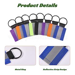 30 Stück 5 Farben reflektierender rechteckiger Polyester-Anhänger-Schlüsselanhänger&nbsp;KEYC-CO0001-02
