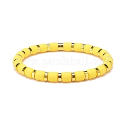 7 pièces 7 couleurs colonne bracelets de perles extensibles en argile polymère&nbsp;BJEW-JB08764
