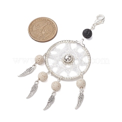 Rete/rete intrecciata con decorazioni pendenti con perline di vetro piuma&nbsp;HJEW-MZ00074-02