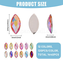 1440 Stück 12 Farben Glas Strass Cabochons&nbsp;RGLA-CA0001-13