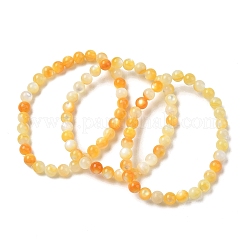 Braccialetti elasticizzati con perline rotonde di conchiglia gialla naturale da 6 mm&nbsp;SH-CBACA76-18B