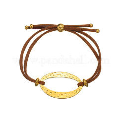 Pulseras ajustables de acero inoxidable 304 con eslabones ovalados texturizados y acabado en gamuza sintética.&nbsp;WGFF7EF-03