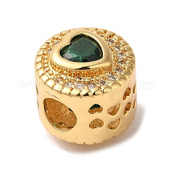 Perline europee in vero ottone placcato oro 18k con micro pavé di zirconi cubici&nbsp;KK-G511-01G