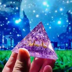 Décorations d'affichage en résine pyramidale d'orgonite&nbsp;TREE-PW0001-65A