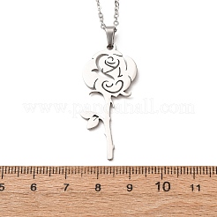 Halsketten mit Rosenblütenanhänger aus Edelstahl 304&nbsp;NJEW-K308-05C-P