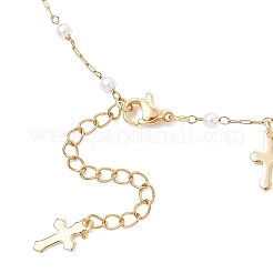 Cavigliere con nappe in acciaio inossidabile 304 e perle finte rotonde in ABS per donna&nbsp;AJEW-AN00738-02