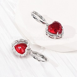 Boucles d'oreilles créoles en laiton et verre en forme de cœur pour la Saint-Valentin&nbsp;EJEW-Z164-23P-01