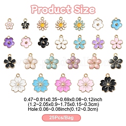 25pcs 25 estilos colgantes de esmalte de aleación chapados en oro claro&nbsp;ENAM-YW0004-33