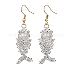 Pendientes colgantes con cuentas de vidrio en forma de espiga de pescado&nbsp;EJEW-MZ00439