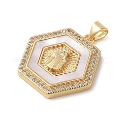 Pendentifs avec zircon cubiques à micro-pavés en laiton&nbsp;KK-I712-52G-08