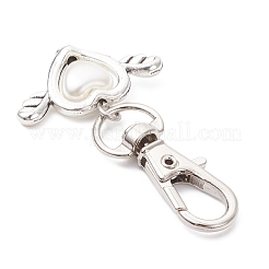 Colgante de corazón de perla de imitación acrílica con alas de aleación.&nbsp;HJEW-JM03986