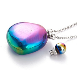 Colliers pendentifs de bouteille de parfum ouvrable en cristal de quartz naturel électrolytique&nbsp;NJEW-H216-10C-P