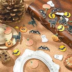 30 stücke 6 arten halloween rack überzug legierung emaille anhänger&nbsp;PALLOY-CJ0002-32