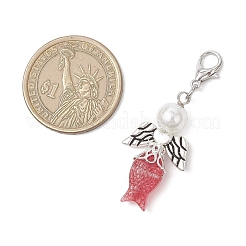 Decorazioni pendenti in vetro e plastica ABS con perle finte a forma di angelo di pesce&nbsp;HJEW-JM03608