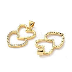 Pendentifs avec zircon cubiques à micro-pavés en laiton&nbsp;KK-H076-13G
