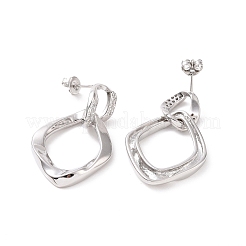 Orecchini a perno pendenti con rombo a doppia torsione in zirconia cubica trasparente&nbsp;EJEW-G332-04P