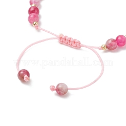 Bracelets tressés en perles de tourmaline pastèque naturelle pour femmes&nbsp;BJEW-JB12528-01